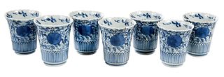 Seven Chinese Blue and White Porcelain Tea Cups