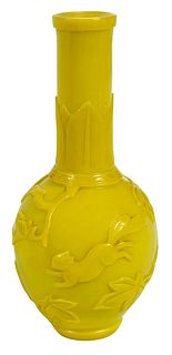 Yellow Peking Glass Bottle Vase