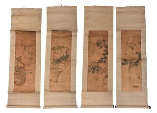 Set of Four Classical Chinese Scroll Paintings 