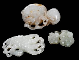 Group of Three Chinese Carved Jade Toggles
