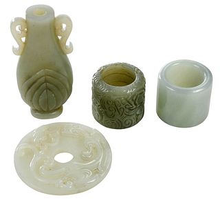 Four Chinese Carved Jade and Hardstone Objects