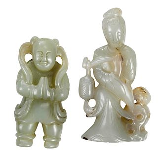 Two Chinese Carved Hardstone Figures
