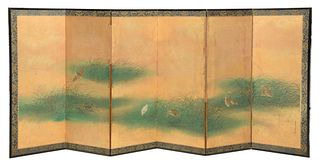 Large Tosa Mitsunari Attributed Japanese Wall Screen