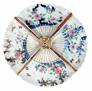 Set of Four Japanese Fan Shaped Porcelain Dishes
