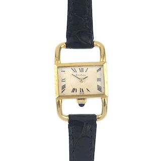 KUTCHINSKY - a lady's 1970s 18ct gold wrist watch. The rectangular-shape cream dial and black Roman