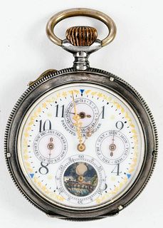 Continental Watch Co. Silver Pocket Watch