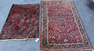 2 Antique Handmade Sarouk Carpets.