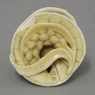 A finely carved ivory Netsuke late 19th century of a