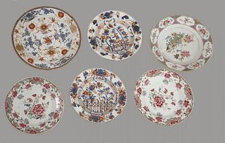 Three Chinese Imari Plates c.1730 each painted in