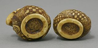 A rare and fine pair of ivory Netsuke mid 19th