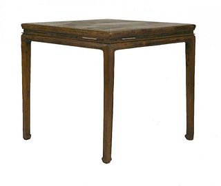 An elm Tall Table late 19th century the square top on