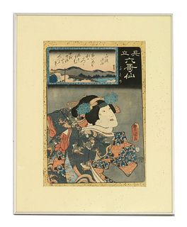 Toyokuni three prints oban theatrical each with a