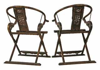 A pair of Ming-style Folding Chairs 20th century the
