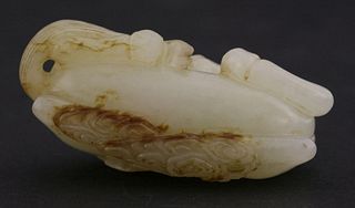 A fine white jade Horse probably 18th century resting