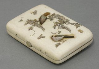 A Shibayama ivory Cigarette Case c.1900 decorated