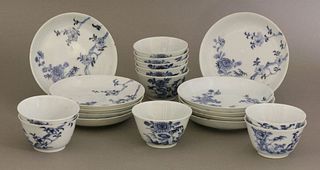 Ten blue and white Tea Bowls and Saucers mid 18th