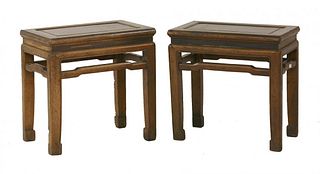 A pair of hardwood Stools late 19th century the