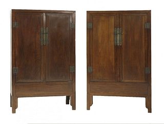 A pair of elm dwarf Cabinets late 19th century the