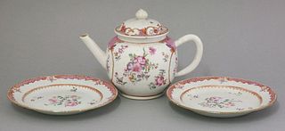 A famille rose Teapot and Cover c.1770 enameled