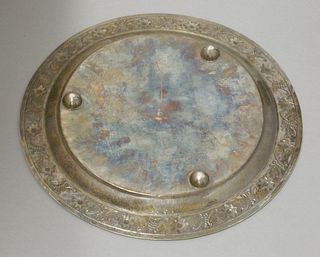 A silver Tray c.1900 the centre engraved with two