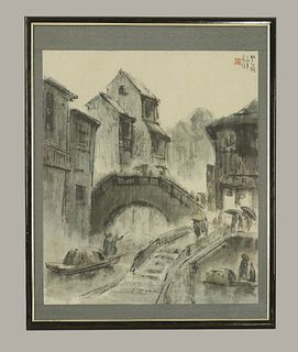 A Chinese School Painting of hometown village with