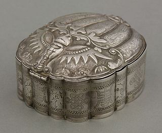 A silver Betel Nut Box and Cover mid 19th century in