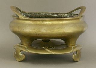 A bronze Incense Burner and Stand late 19th century