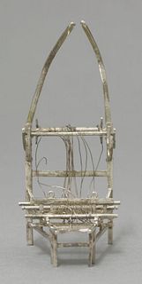 A silver Loom c.1900 the silver wire threads