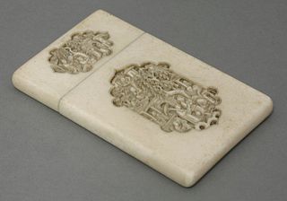 A Canton ivory Card Case c.1860 with shaped