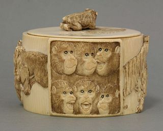 An ivory Box and Cover late 19th century with