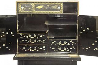 A lacquered Kodansu c.1885 the top lacquered with