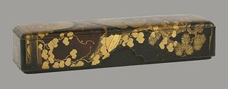 A lacquer Scroll Box mid 19th century attractively