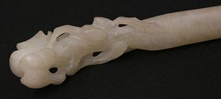 A white jade Hairpin 20th century pierced and carved