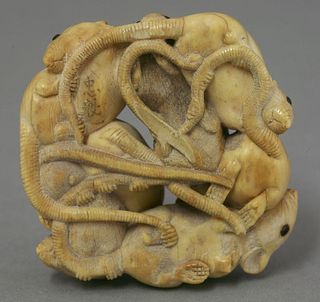 An attractive ivory Group of seven rats mid 19th