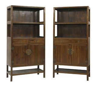 A pair of elm Cabinets (Lianggegui) 19th century the