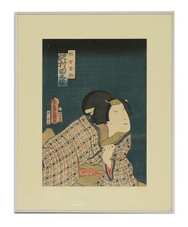 Kunisada three prints of three women in elaborate