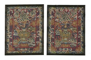An attractive pair of Embroidered Panels mid 19th