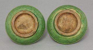 A pair of small green-glazed Dishes Tang-Liao