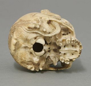 A Japanese ivory Memento Mori c.1880 carved in the