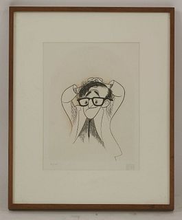 HIRSCHFELD, Al (1903 - 2003): Woody Allen, signed and