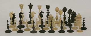 A Vizagapatam chess set, mid 19th century, one side