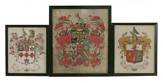 A hand-painted coat of arms, probably 18th century,