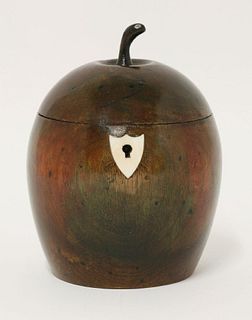 A fruitwood tea caddy, 19th century and later, of apple