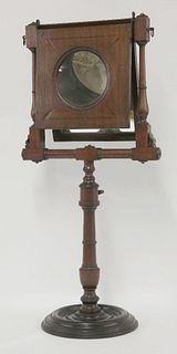 A Victorian mahogany zograscope, with inlaid decoration