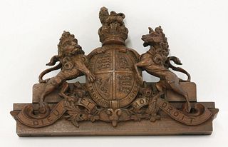 The Royal Coat of Arms, 20th century, carved in