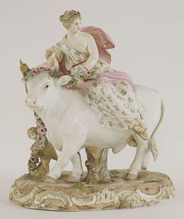 A Meissen group 'Europa and the Bull', the base with