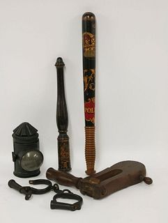 A police truncheon, 19th century, painted with a crown