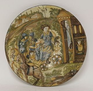 A rare maiolica Dish, Deruta/Savona, c.1700, painted in