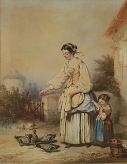 Auguste Delacroix (French, 1809-1868) A MOTHER AND