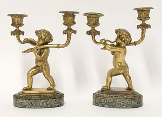 A pair of gilt bronze candlestands, late 19th century,